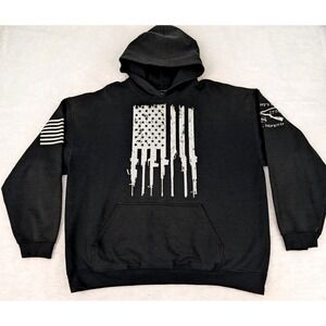 Grunt‎ Style Hoodie Men's XL Black Hoodie Sweatshirt Patriotic American Flag